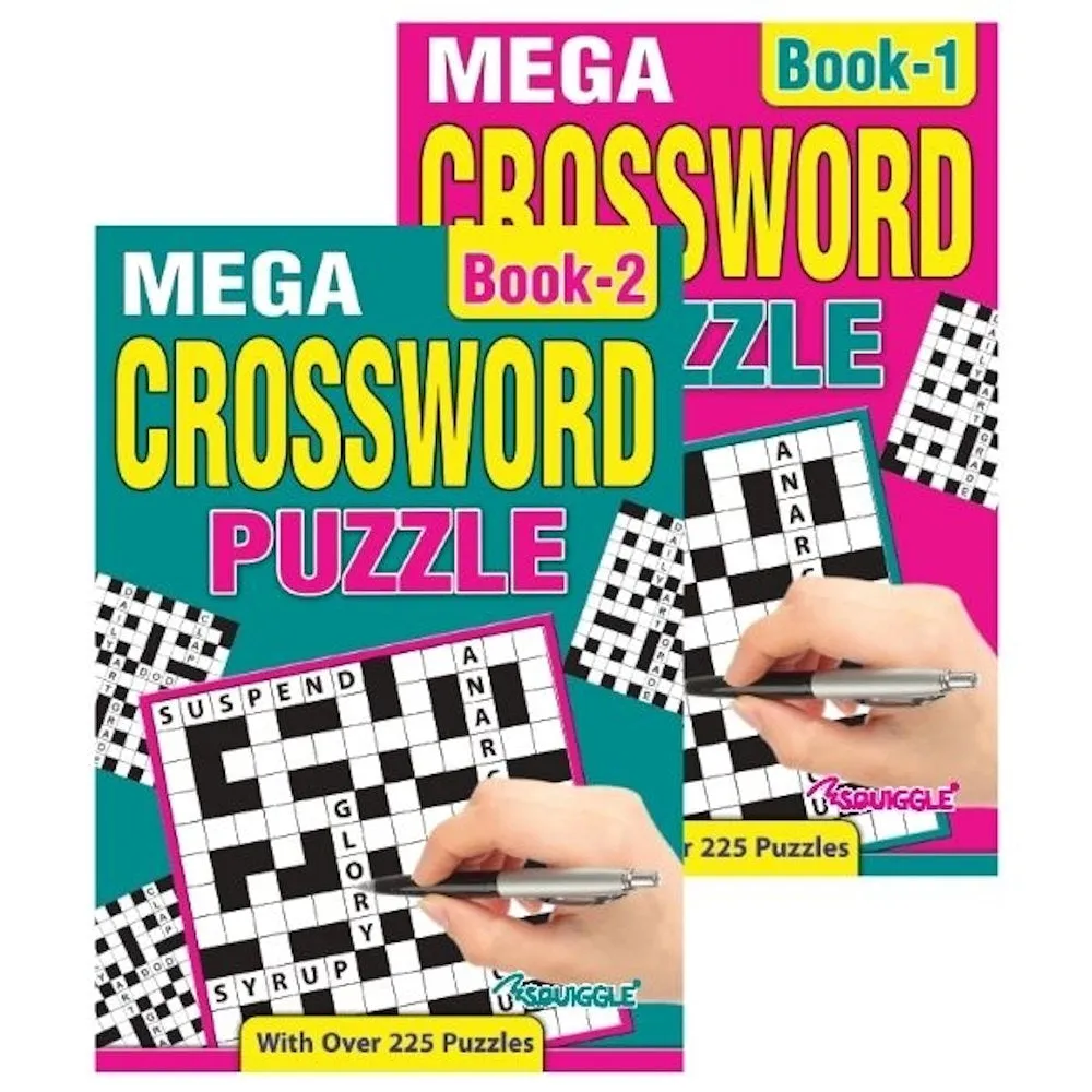 A5 Crossword Book - Assorted Challenging Puzzles High Quality Paper Relaxing Brain Teasers