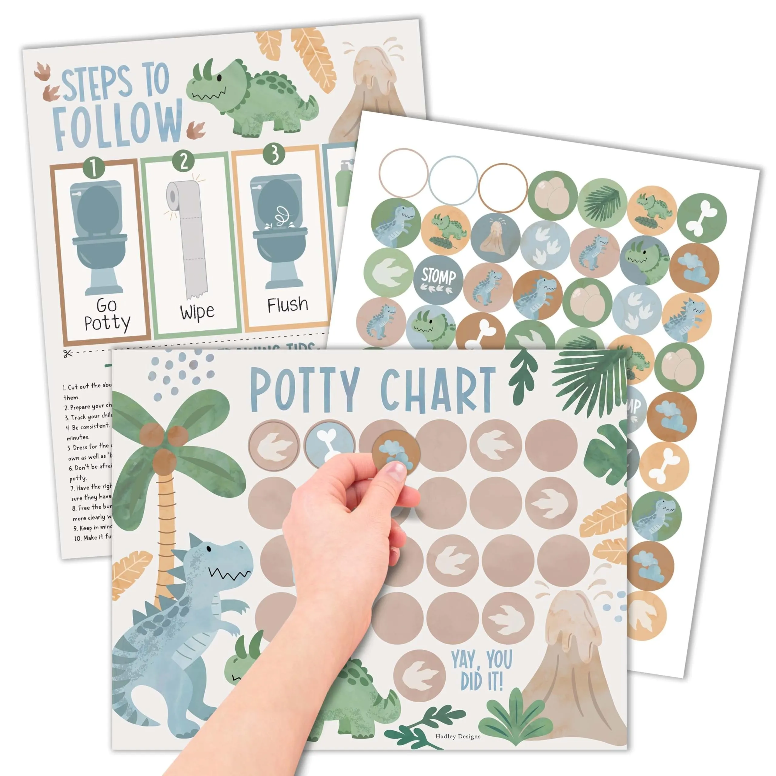 Boho Dino Potty Training Chart | Sticker Charts | Early Education