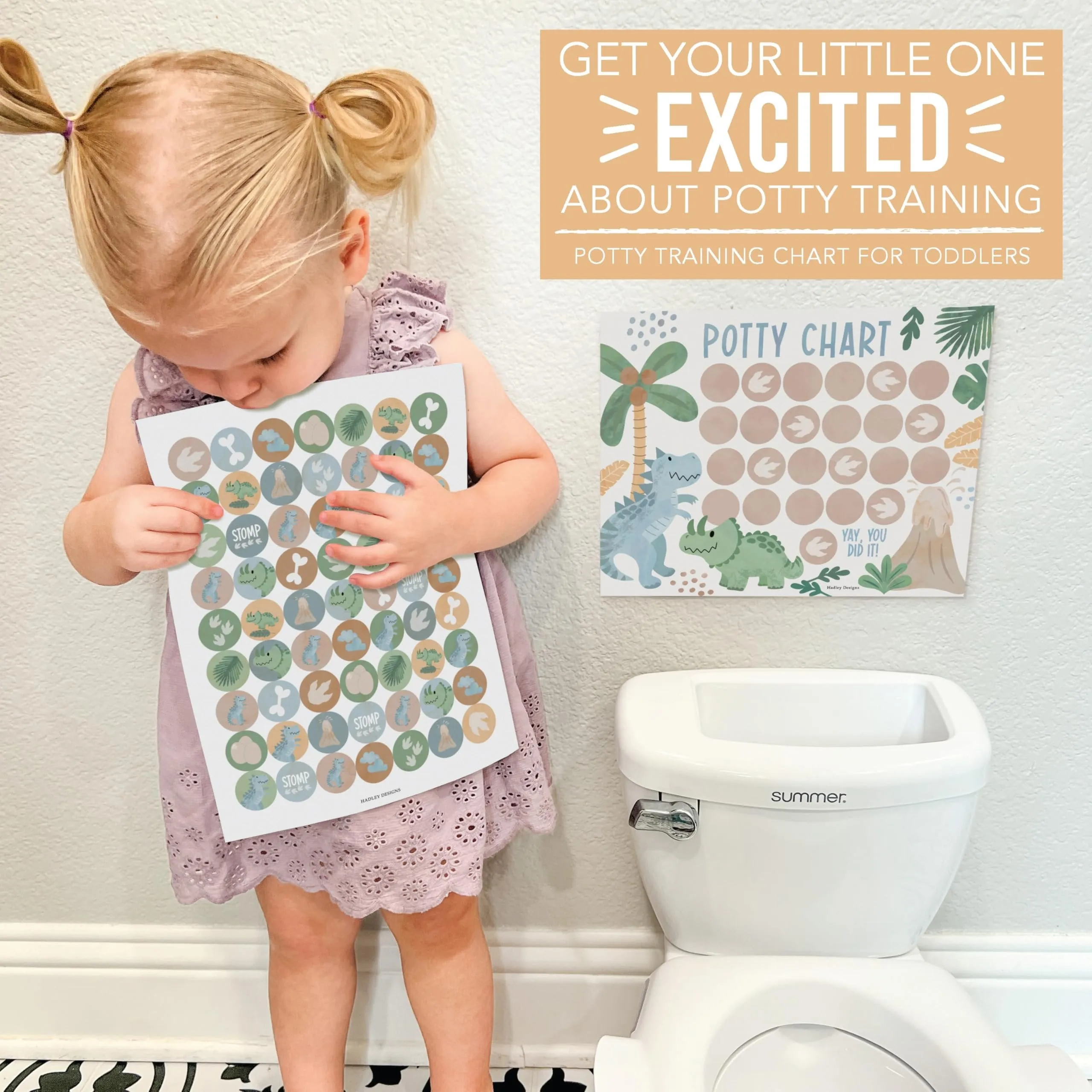 Boho Dino Potty Training Chart | Sticker Charts | Early Education