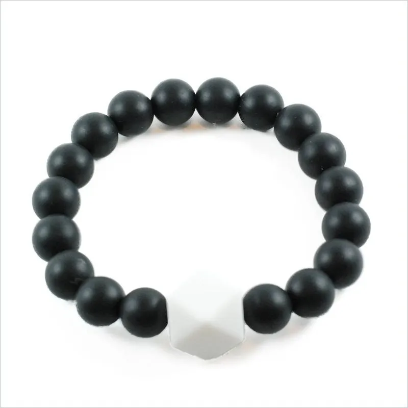 Glitter & Spice Adult Gemstone Teething Bracelet in Black