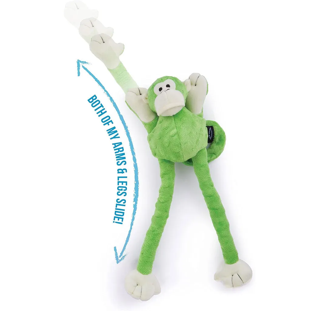 GoDog Green Tugs Monkey Chew Guard Squeaky Plush Dog Toy, Large