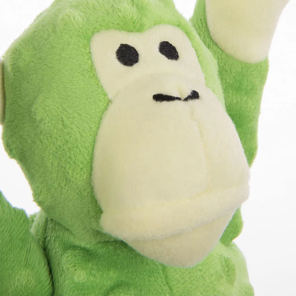 GoDog Green Tugs Monkey Chew Guard Squeaky Plush Dog Toy, Large