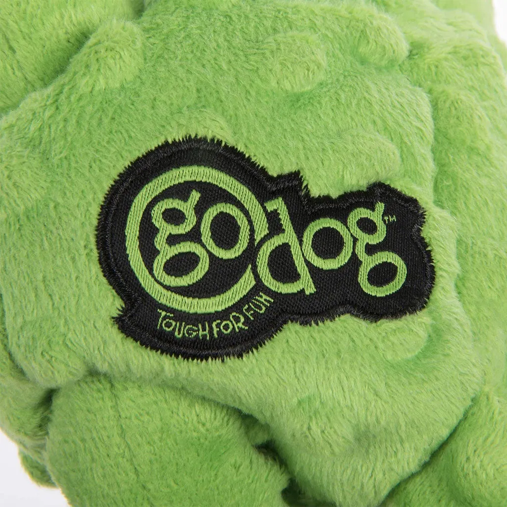 GoDog Green Tugs Monkey Chew Guard Squeaky Plush Dog Toy, Large