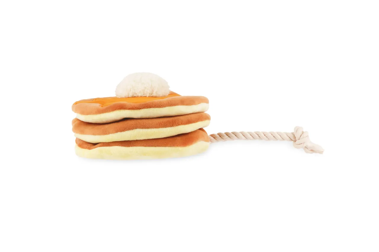 IHOP x P.L.A.Y. Squeaky Plush Dog toys, Pancake Pup Stack