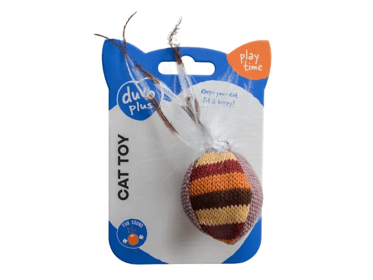 Knitted feather ball 16x4x4cm brown