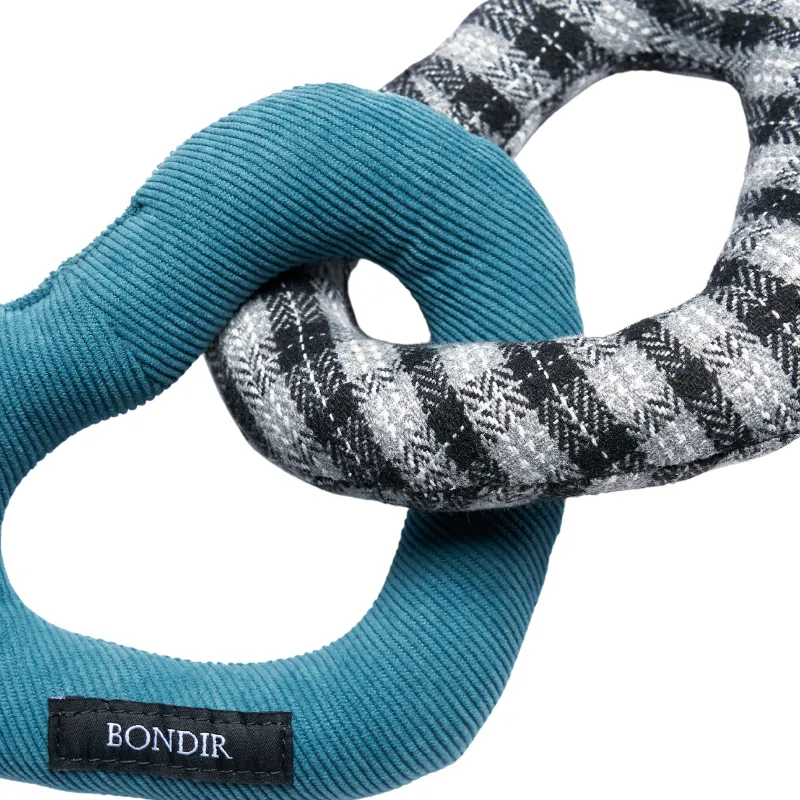 Marine Tweed Squeaky Interlocking Heart Dog Toy