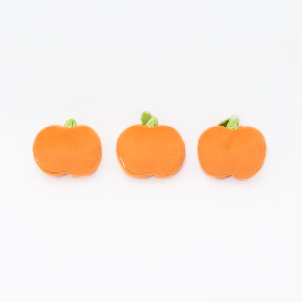 Miniz 3-Pack, Halloween Pumpkins, mini Squeaky Dog Toy