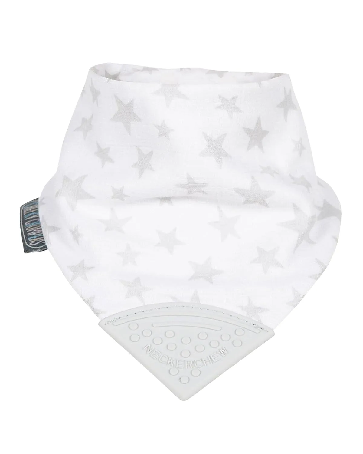 Neckerchew Teething Muslin Dribble Bib - Silver Stars