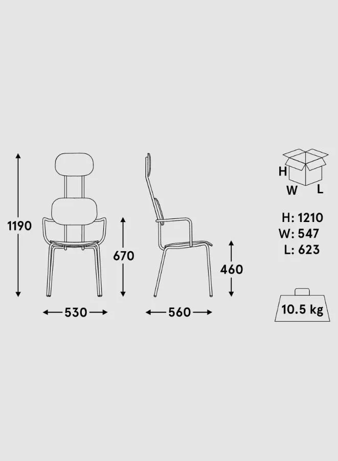 New School Upholstered Chair with Headrest and 4-Legged Base (Customizable)