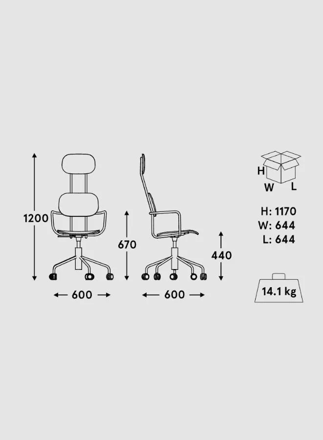 New School Upholstered Chair with Headrest and Height Adjustment (Customizable)