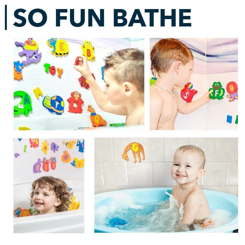 Non Toxic Foam Bath Toys 52 Items Premium Educational Floating Bathtub Preschool Alphabet Letters Animals Fun Bathing for Baby Toddlers Kids Girls Boys Set 26 Puzzles