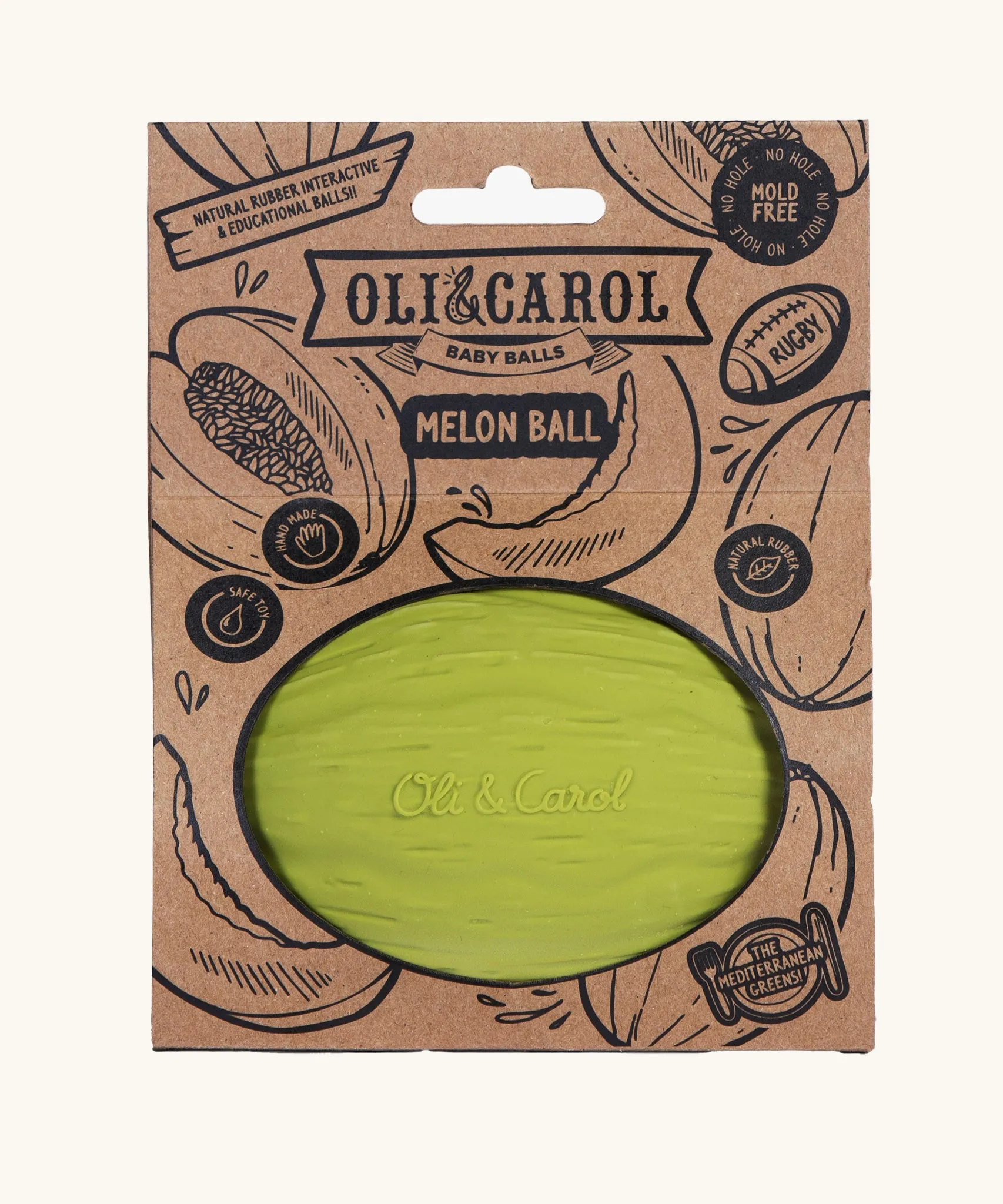 Oli & Carol Natural Rubber Baby Ball - Melon