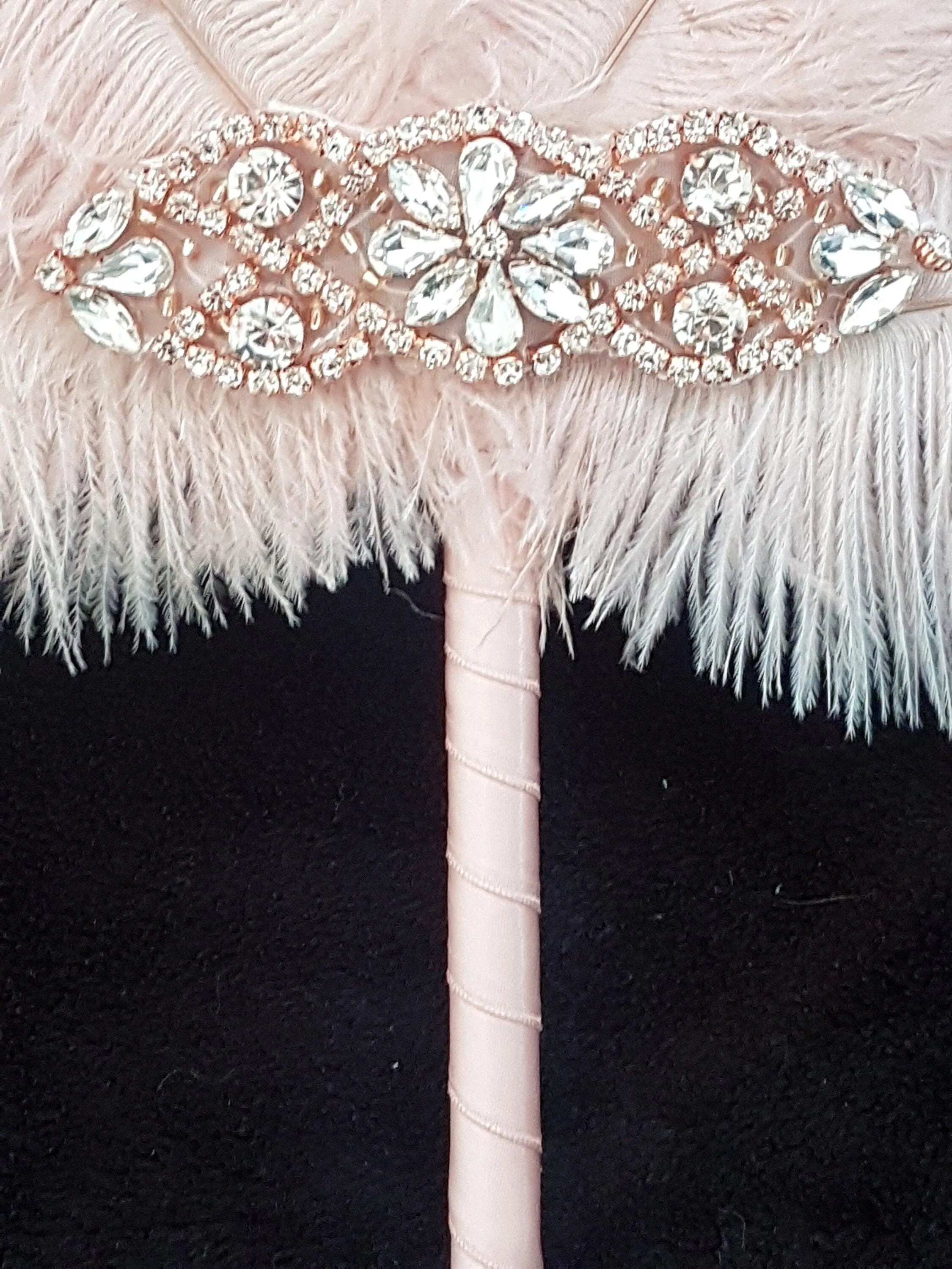 Ostrich Feather MINI Fan Bridesmaid bouquet - Feather hand fan Bouquet Great Gatsby wedding style 1920's -size 8"-10"