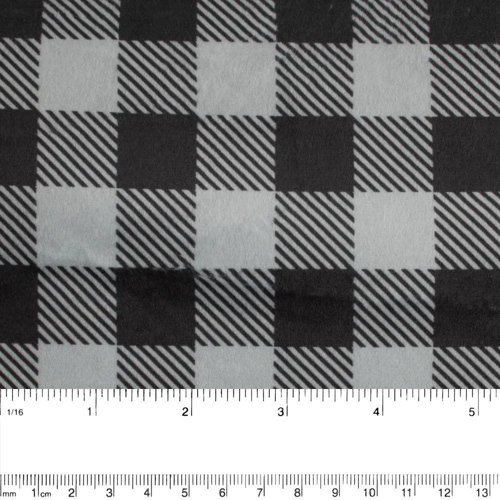 Printed Micro Chenille - DIGITAL - Buffalo plaid - Grey