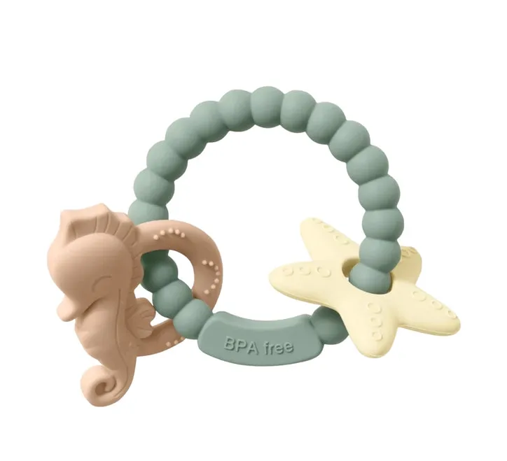 Seahorse Teething Ring - All Silicone - Seafoam