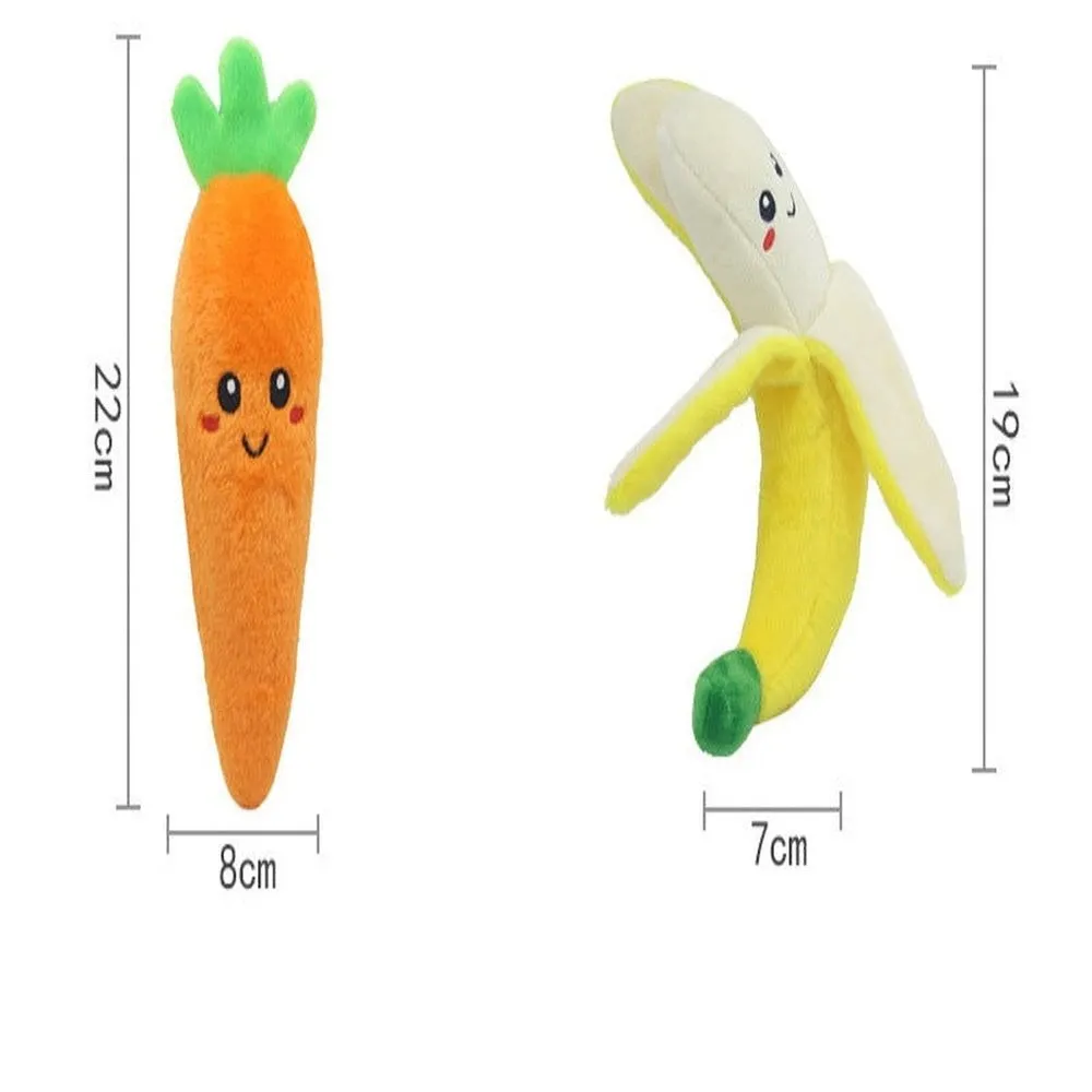 Soft Plush Fruits & Vegetables Chew Toys For Pets