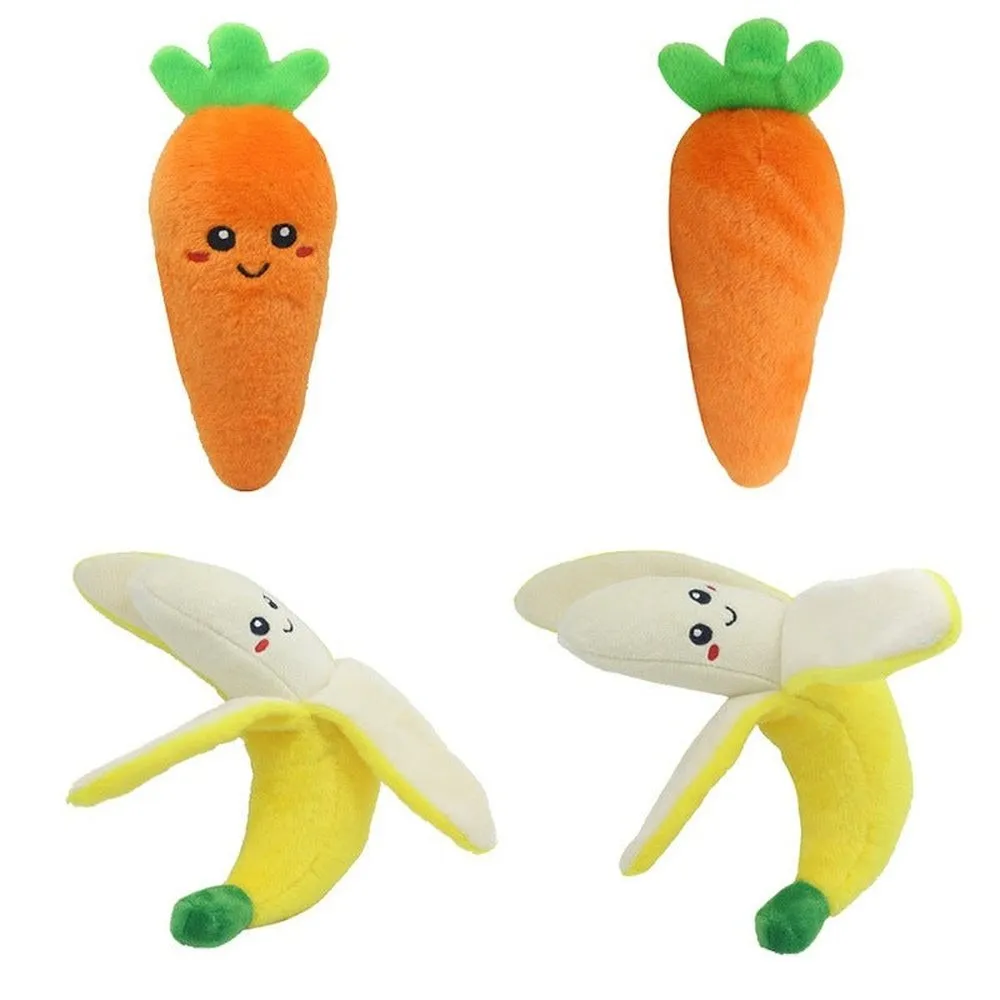 Soft Plush Fruits & Vegetables Chew Toys For Pets