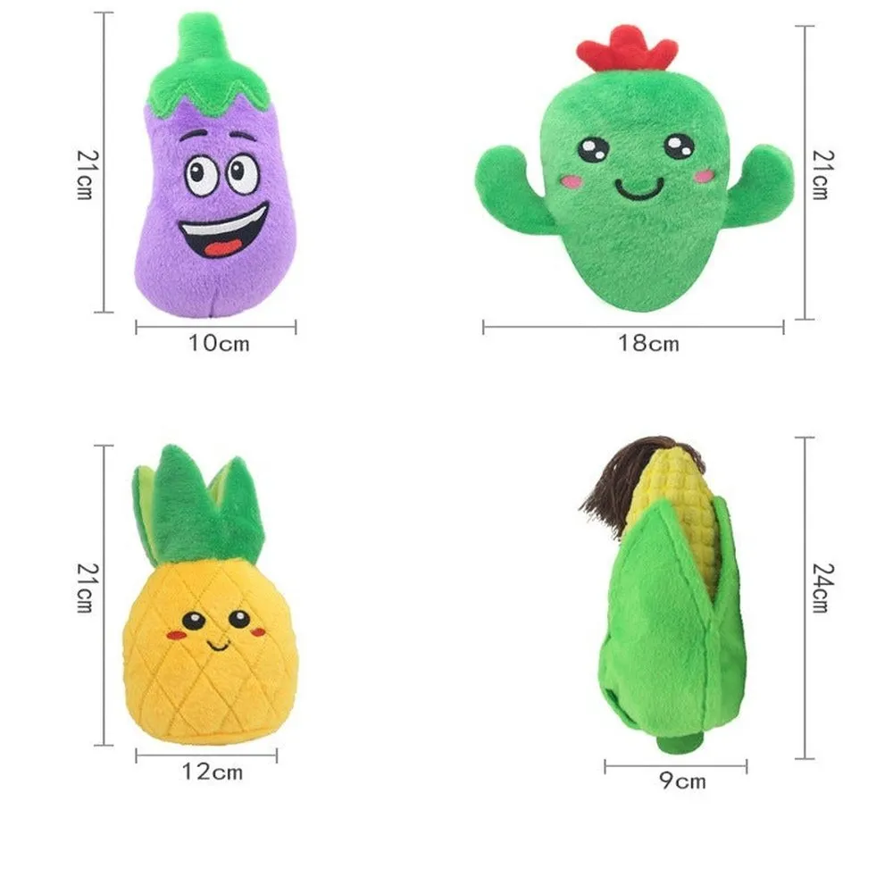 Soft Plush Fruits & Vegetables Chew Toys For Pets