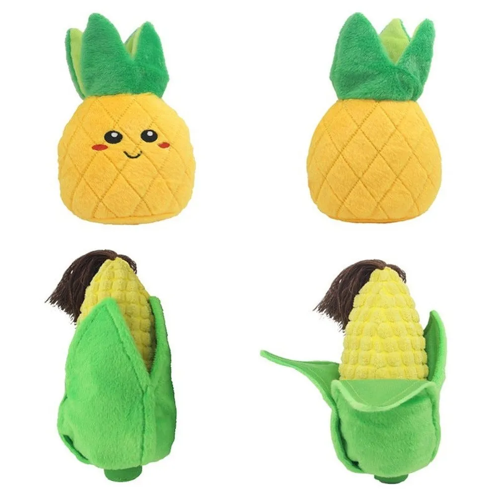 Soft Plush Fruits & Vegetables Chew Toys For Pets