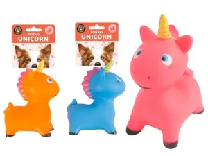 Squeaky Unicorn Dog Toy 15cm - ORANGE/BLUE/PINK