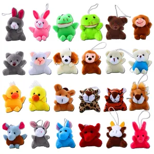 THINKMAX Toy 24PCS Mini Animal Plush Toy Keychain Pendant Set