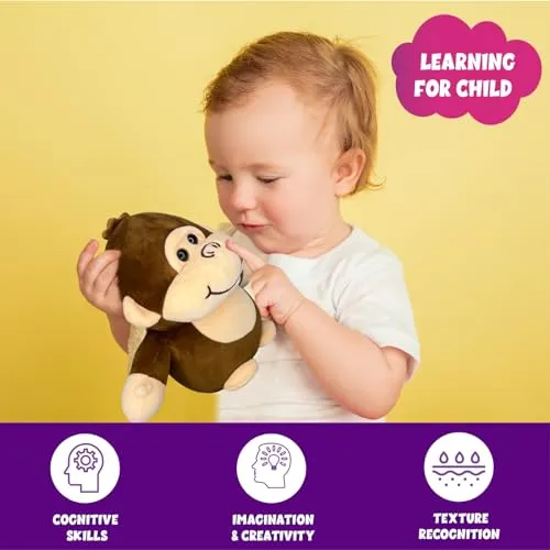 ToyMagic Hugster Monkey|Plush Toy|Stuffed Animal|Huggable Soft Toy|Flexible Hands & Legs|Funny Face|3D Button Eyes|Machine Washable|Best Birthday&Return Gift for Toddlers,Boys and Girls|Made in India