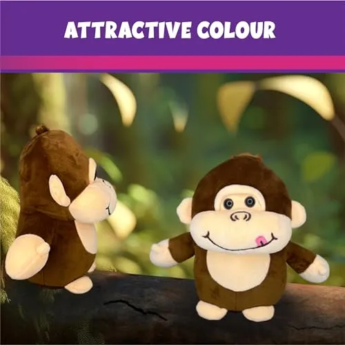 ToyMagic Hugster Monkey|Plush Toy|Stuffed Animal|Huggable Soft Toy|Flexible Hands & Legs|Funny Face|3D Button Eyes|Machine Washable|Best Birthday&Return Gift for Toddlers,Boys and Girls|Made in India