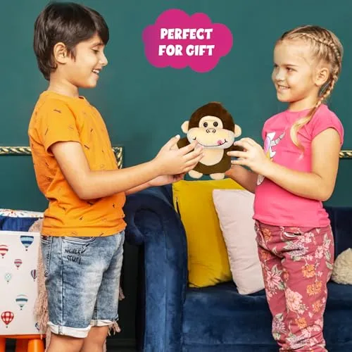 ToyMagic Hugster Monkey|Plush Toy|Stuffed Animal|Huggable Soft Toy|Flexible Hands & Legs|Funny Face|3D Button Eyes|Machine Washable|Best Birthday&Return Gift for Toddlers,Boys and Girls|Made in India