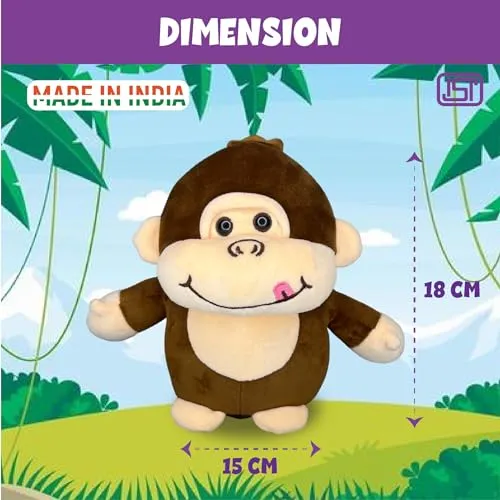 ToyMagic Hugster Monkey|Plush Toy|Stuffed Animal|Huggable Soft Toy|Flexible Hands & Legs|Funny Face|3D Button Eyes|Machine Washable|Best Birthday&Return Gift for Toddlers,Boys and Girls|Made in India