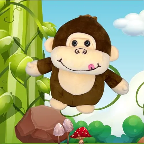 ToyMagic Hugster Monkey|Plush Toy|Stuffed Animal|Huggable Soft Toy|Flexible Hands & Legs|Funny Face|3D Button Eyes|Machine Washable|Best Birthday&Return Gift for Toddlers,Boys and Girls|Made in India