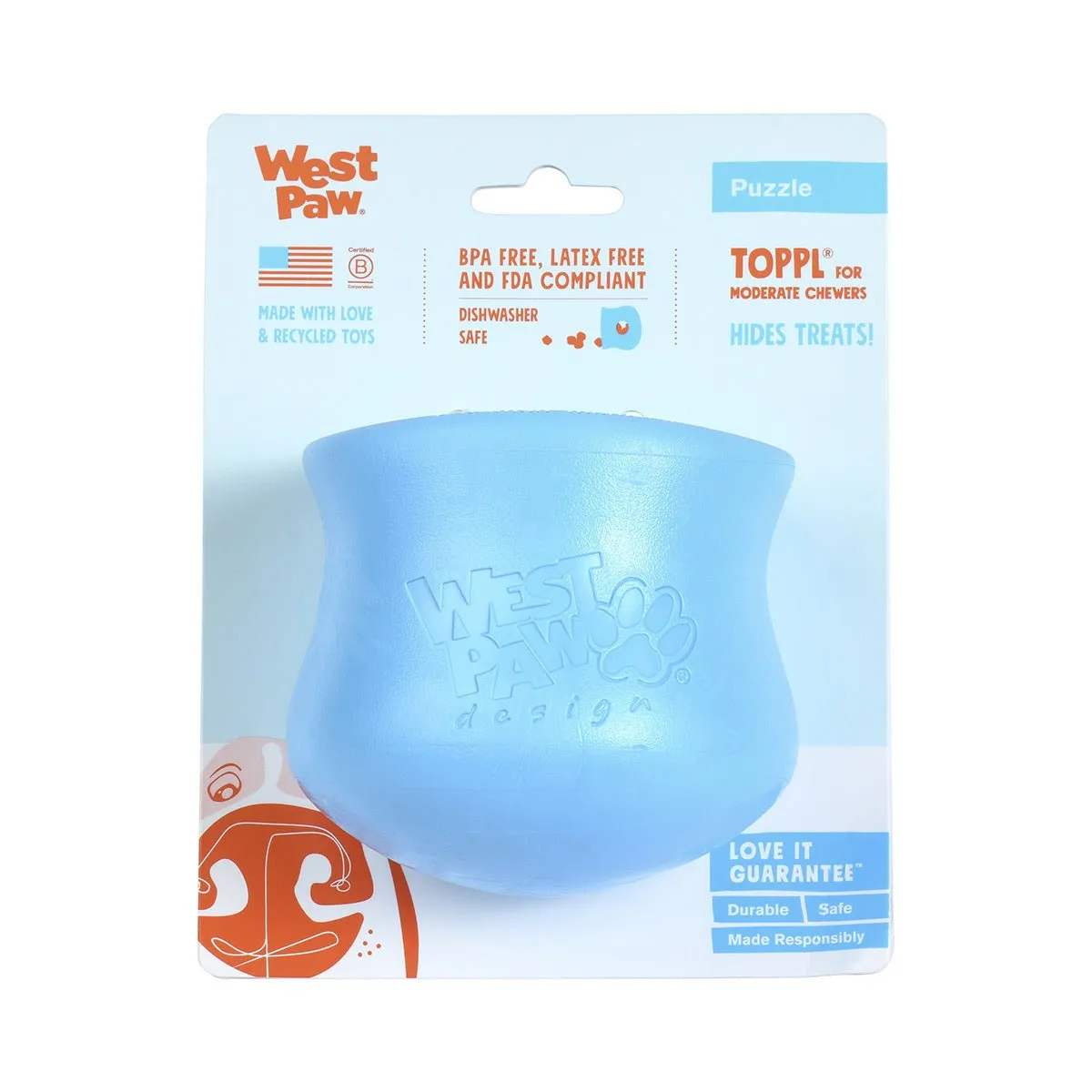 West Paw Toppl Treat Dispensing Wobbling Dog Toy & Food Bowl