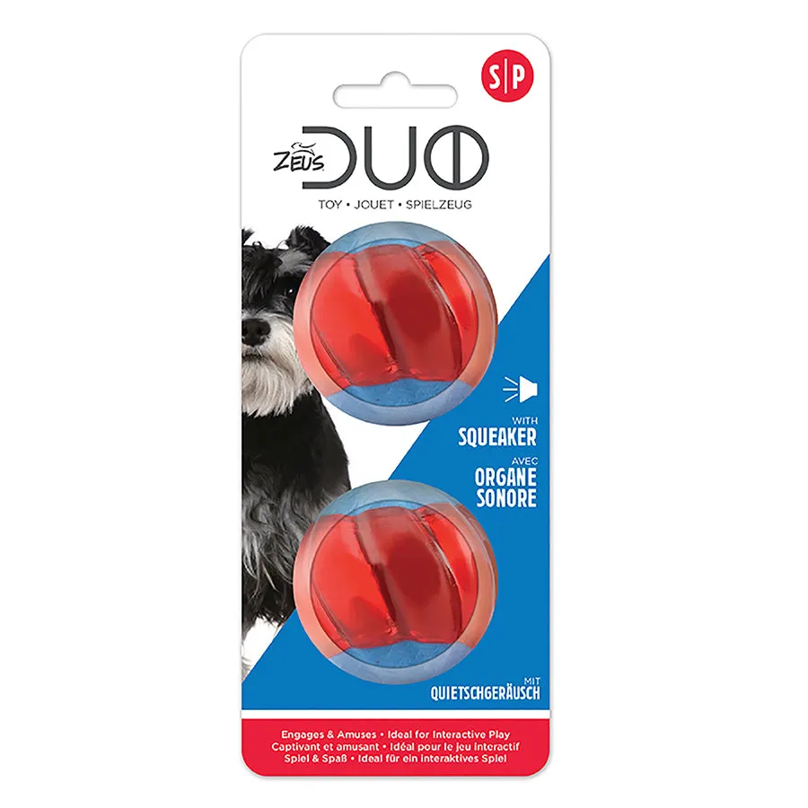 Zeus Duo Balls with Squeaker 2Pk 2 Sizes