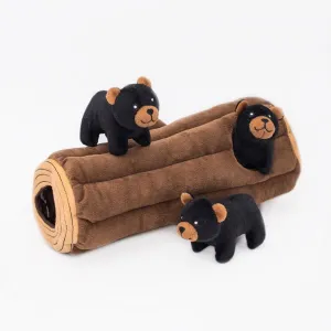 ZippyPaws Zippy Burrow™ Plush Dog Toy, Black Bear Log